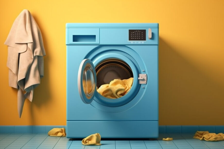 Tvättmaskin med kläder i